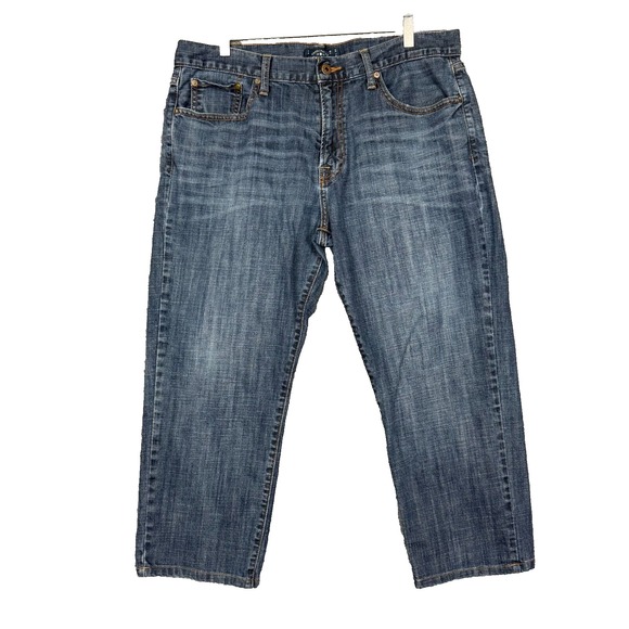 Lucky Brand Jeans Mens 36 Blue 221 Original Fit‎ Medium Wash Hemmed 25" Inseam - Picture 1 of 13